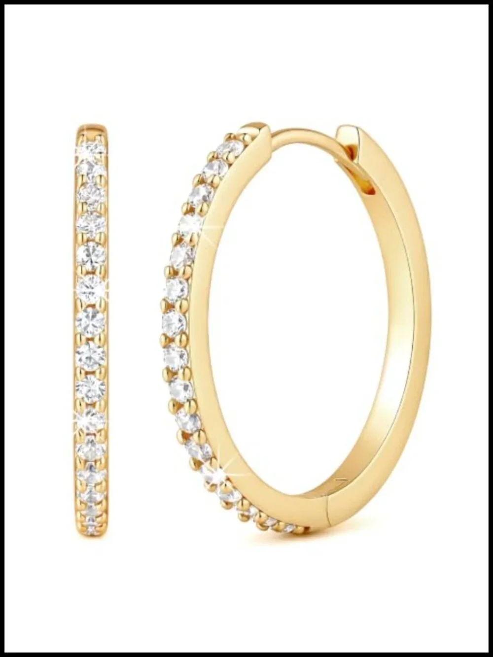 14K Gold Plated Birthstone Huggie Hoop Earrings with Cubic Zirconia for Women